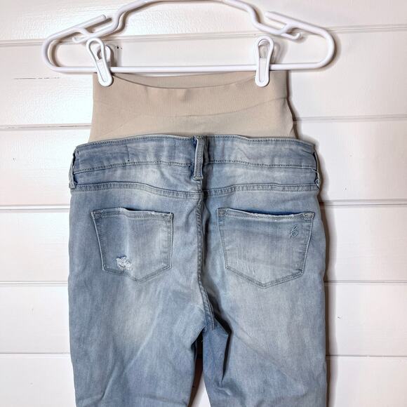 Blanqi Maternity Skinny Jeans Distressed Light Wash Stretch Denim Holes Blue 4 - Picture 5 of 7